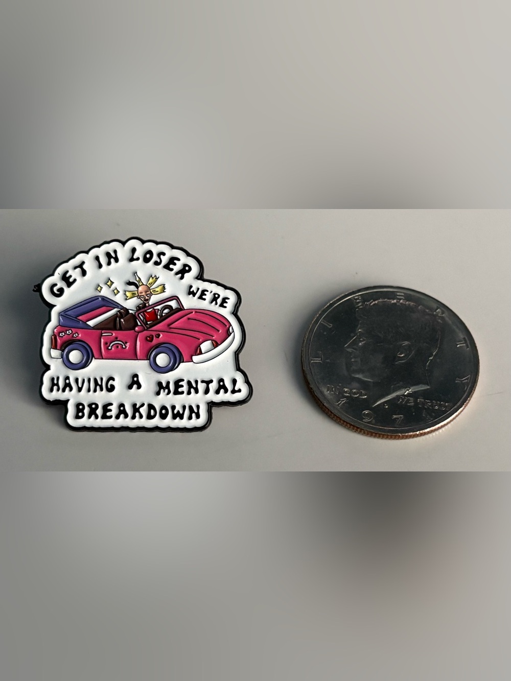 Pink Convertible Enamel Pin - 'Get In Loser' Design - Picture 2 of 2